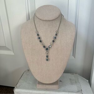 Givenchy blue crystal rhinestone y dangle necklace statement shiny bling formal